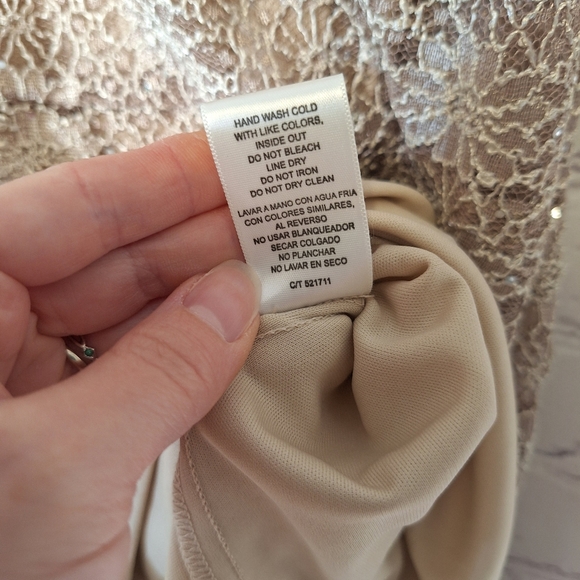 NWT $90 J. Taylor Lace Sequin Cocktail Dress, Size 12, Taupe/beige - Picture 11 of 11